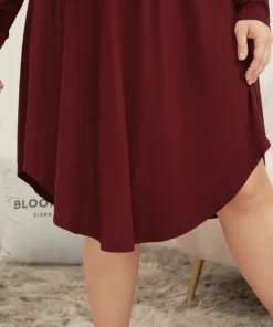 Solid Lace Pocket Arc Hem Sleep Dress -Clothing Shop 462712157 ln 843bc869 0233 4be4 95ef d35d084d0034