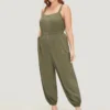 Solid Pocket Zip Up Cami Jumpsuit