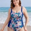Floral Ruched Crossover Front Sculpt Waist One Piece Swimsuit