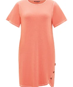 Supersoft Essentials Stitch Button Detail Overlap Hem Dress -Clothing Shop 463604899 iy