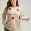 Christmas Elk Fluffy Ball Round Neck Sleep Top