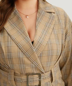 Plaid Metal Buckle Detail Pleated Coat -Clothing Shop 464080828 ro 201269e5 13c7 42dc 8b7c cf76ea337031