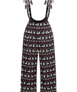 Christmas Elk Print Elastic Waist Knot Jumpsuit -Clothing Shop 464738264 sw 36a0c6bb 7588 4ba8 8921 75a2315cd0bf