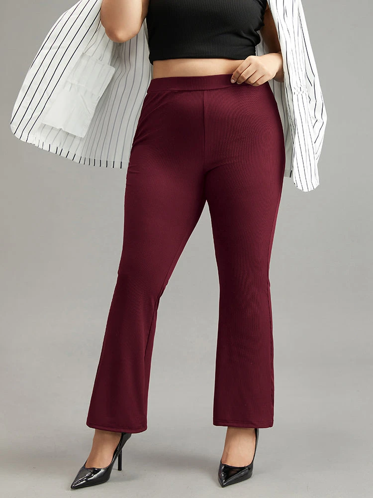 Plain Rib Knit Flare Leg Legging 16 Plain Rib Knit Flare Leg Legging - Image 14