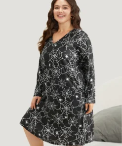 Halloween Spider Web Print Sleep Dress -Clothing Shop 467966354 zu 776bdb8a 12d1 49f3 9d3b c5f94e467779