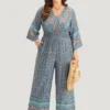 Floral Print Shirred Overlap Collar Jumpsuit 1 Floral Print Shirred Overlap Collar Jumpsuit -Clothing Shop 468388690 tz f5cf1496 9dea 479e 9b47 49d49b6b2ff9