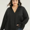 Anti-Wrinkle Knot Pleated Lantern Sleeve Blouse -Clothing Shop 469056156 wh