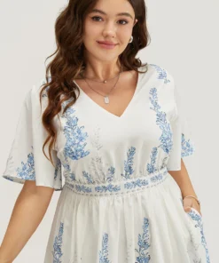 Bandana Print Pocket Ruffle Knee Dress -Clothing Shop 469351765 at