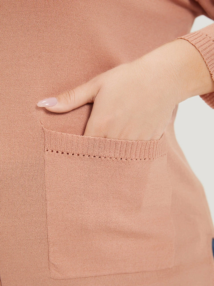 Solid Patched Pocket Split Side High Low Hem Pullover 11 Solid Patched Pocket Split Side High Low Hem Pullover - Image 9