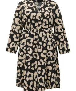 Geometric Pocket Elastic Waist Arc Hem Dress -Clothing Shop 471170399 xa