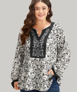 Boho Print Notched Knot Lantern Sleeve Blouse 24 Boho Print Notched Knot Lantern Sleeve Blouse -Clothing Shop 472175410 kt 0b227fc1 da73 4e56 aeae 8cac35cd49d6