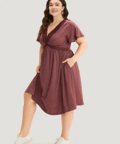 Supersoft Essentials Plain Guipure Lace Ruffles Pocket Pleated Dolman Sleeve Dress -Clothing Shop 472199862 md 75a0e9ff a144 404c 95bd 5595e511db92