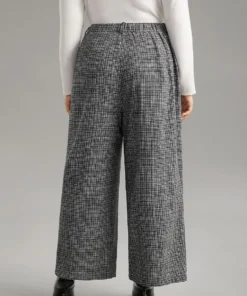 Gingham Textured Metal Detail Wide Leg Pants 9 Gingham Textured Metal Detail Wide Leg Pants -Clothing Shop 473942320 cu