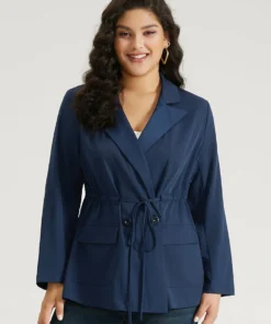 Anti-Wrinkle Button Up Drawstring Pocket Blazer