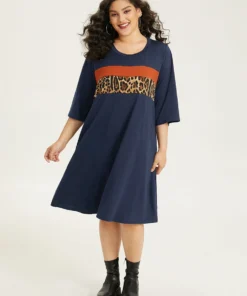 Supersoft Essentials Leopard Patchwork Colorblock Dress