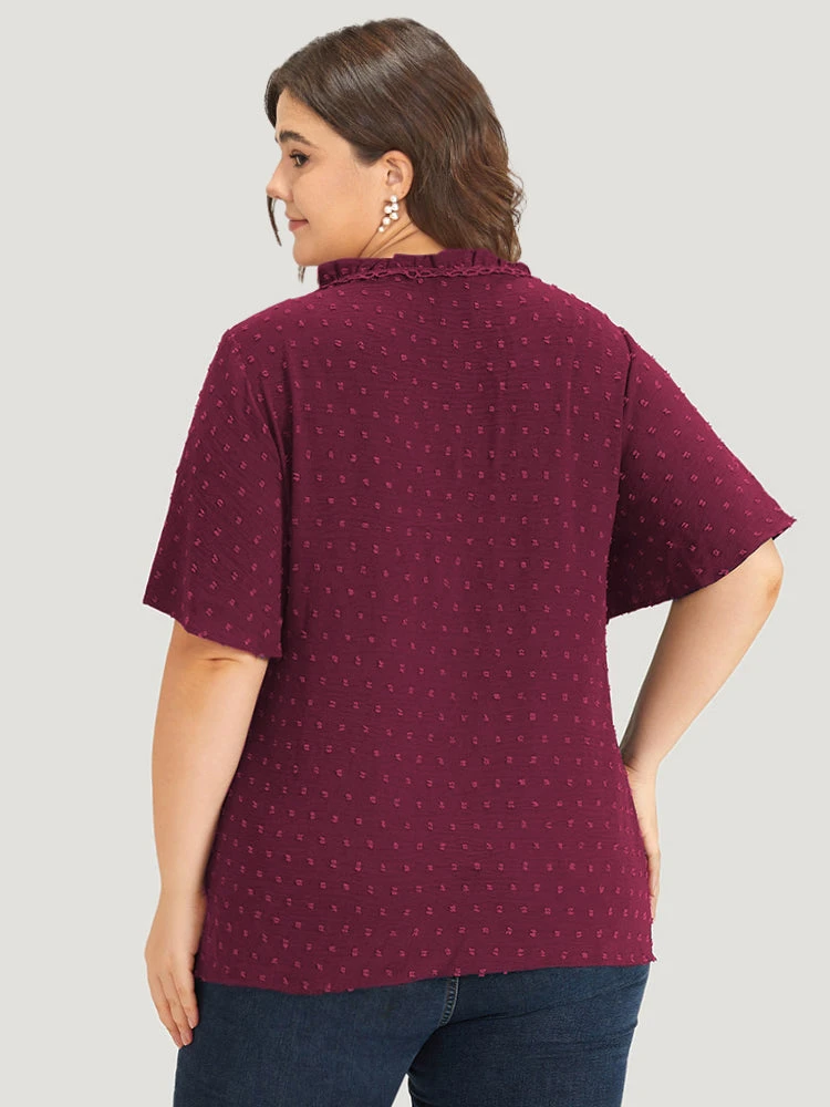 Polka Dot Frill Trim V Neck Flutter Blouse 20 Polka Dot Frill Trim V Neck Flutter Blouse - Image 18