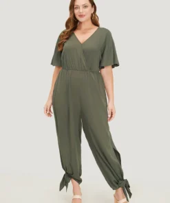 Plain Pocket Wrap Cut Out Knotted Hem Jumpsuit -Clothing Shop 474866063 kj f5682f05 ab53 4b1a b41d 8c677d46c789