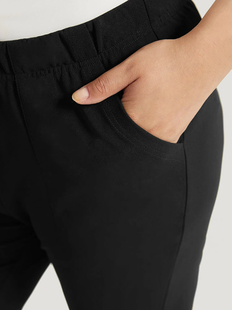 Solid Pocket Flare Leg Elastic Waist Pants 7 Solid Pocket Flare Leg Elastic Waist Pants - Image 5