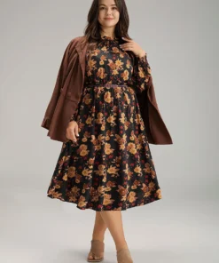 Supersoft Essentials Floral Print Mock Neck Dress -Clothing Shop 475340726 mi