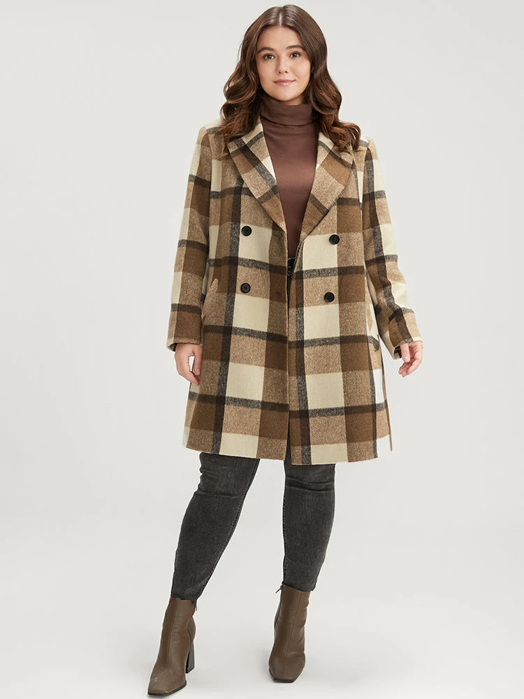 Plaid Suit Collar Double Breasted Pocket Blazer 4 Plaid Suit Collar Double Breasted Pocket Blazer - Image 2