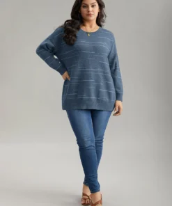 Supersoft Essentials Asymmetrical Striped Round Neck Pullover -Clothing Shop 475904643 nm 3ab6459f 8147 4446 a546 22d3569c3af9