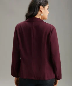 Lapel Collar Plain Twill Button Up Blazer -Clothing Shop 47610198 rs 6c1e211c d172 4e9a a400 4c0437808210