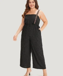 Geometric Print Pocket Button Elastic Waist Cami Jumpsuit -Clothing Shop 477161873 ee