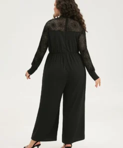 Halloween Anti-Wrinkle Spider Web Crochet Lace Mesh Jumpsuit -Clothing Shop 478218936 bq