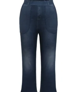 Denim Effect Prin Elastic Waist Flare Leg Leggings 17 Denim Effect Prin Elastic Waist Flare Leg Leggings -Clothing Shop 478472710 bp