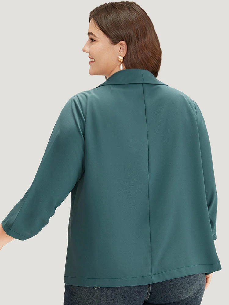 Plain Lapel Collar Gathered Blazer 4 Plain Lapel Collar Gathered Blazer - Image 2