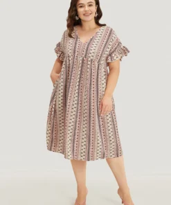 Bandana Print Pocket V Neck Ruffle Sleeve Dress -Clothing Shop 478951384 rx 381dcc4f e635 4bb5 a7b5 5f90a1a7cae6