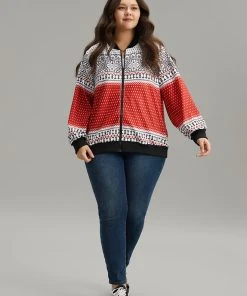 Christmas Patchwork Zipper Contrast Jacket -Clothing Shop 479621462 nl 3e1e429b 7802 440e 896c 7bf4c7650be2