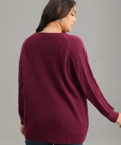 Plain Texture Knit Raglan Sleeve Pullover 8 Plain Texture Knit Raglan Sleeve Pullover -Clothing Shop 480210837 ge