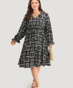 Moroccan Print Shirred Pocket Dress -Clothing Shop 480351563 iz