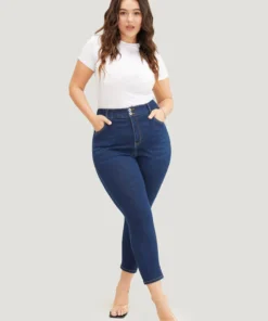 Skinny Very Stretchy High Rise Dark Wash Elastic Waist Jeans 14 Skinny Very Stretchy High Rise Dark Wash Elastic Waist Jeans -Clothing Shop 480773042 pa
