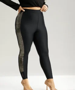 Glitter Patchwork Cut Out High Rise Leggings -Clothing Shop 481428152 nl