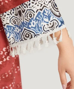 Bandana Print Contrast Tassels Trim Ties Notched Dress -Clothing Shop 483222722 ll e73fc247 7652 4781 b0e3 85989023f490