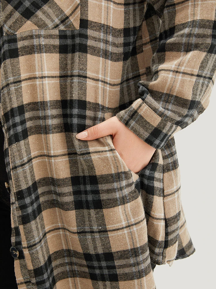 Plaid Flap Pocket Curved Hem Shacket 9 Plaid Flap Pocket Curved Hem Shacket - Image 7