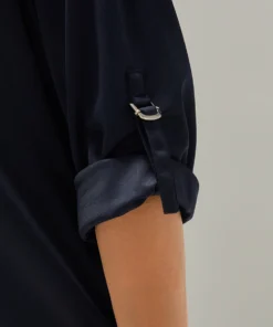 Anti-Wrinkle Plain Belted Tab Sleeve Blazer -Clothing Shop 484090192 hb