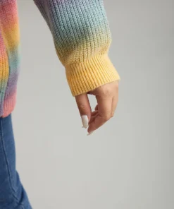 Rainbow Ombre V Neck Loose Pullover -Clothing Shop 484163743 uh d74157ff 9039 4fa8 8b16 741b58895edf