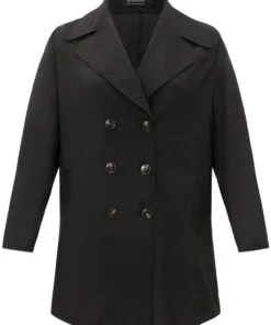 Halloween Solid Lapel Collar Double Breasted Pocket Coat -Clothing Shop 485602323 lr