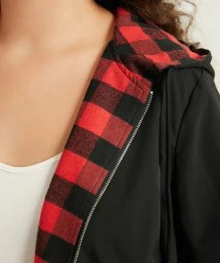 Halloween Zipper Drawstring Plaid Contrast Patchwork Jacket -Clothing Shop 485754673 wg bf04655d f97d 4925 9fd2 4d871f5d03ec