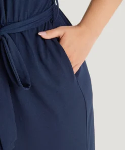 Solid Button Up V Neck Belted Gathered Flutter Sleeve Jumpsuit 16 Solid Button Up V Neck Belted Gathered Flutter Sleeve Jumpsuit -Clothing Shop 486080731 ve