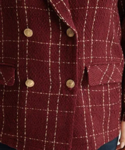 Halloween Plaid Tweed Button Up Pocket Lapel Collar Blazer -Clothing Shop 486348340 ss