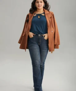 Solid Keyhole Cut Out T-shirt -Clothing Shop 48635062 zv 589f216f 8721 4d9e 99ff ed20fee6e3cd