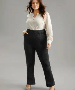 Solid Very Stretchy High Rise Bootcut Thick Pants -Clothing Shop 48654621 oj