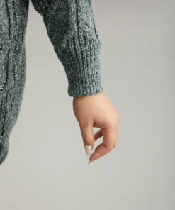 Plain Cable Knit Drop Shoulder Cardigan -Clothing Shop 487770503 ce