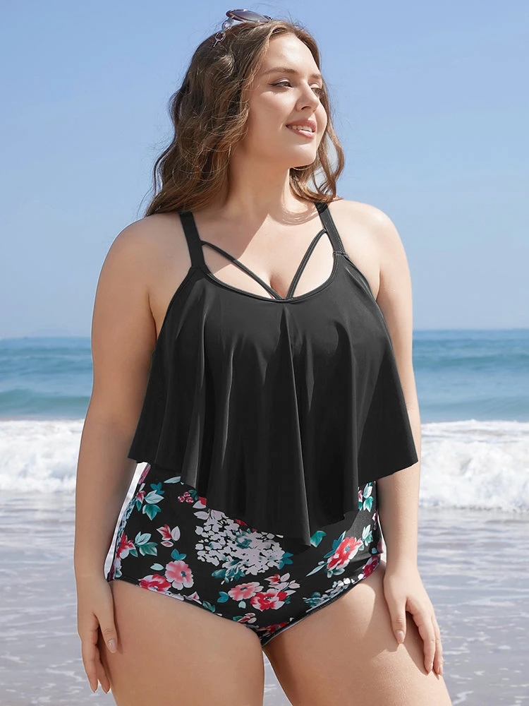 Floral Patchwork Asymmetrical Ruffles Sculpt Waist One Piece Swimsuit 13 Floral Patchwork Asymmetrical Ruffles Sculpt Waist One Piece Swimsuit - Image 11