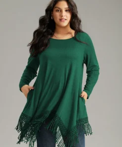 Solid Tassels Trim Pocket Asymmetrical Hem T-shirt 24 Solid Tassels Trim Pocket Asymmetrical Hem T-shirt -Clothing Shop 489049631 ua 3ec57510 7179 4ebf b861 e67e05754632