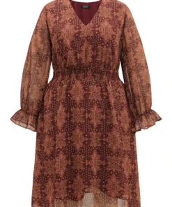 Bandana Print Elastic Waist Flutter Trim Dress -Clothing Shop 489085502 vd